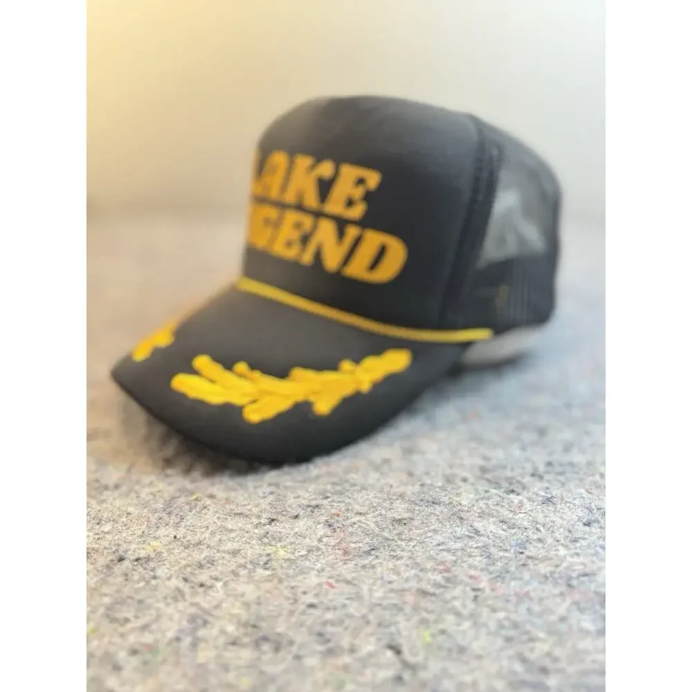 Lake Legend Trucker Hat Black Gold Snapback Otto Rope Cap 1333